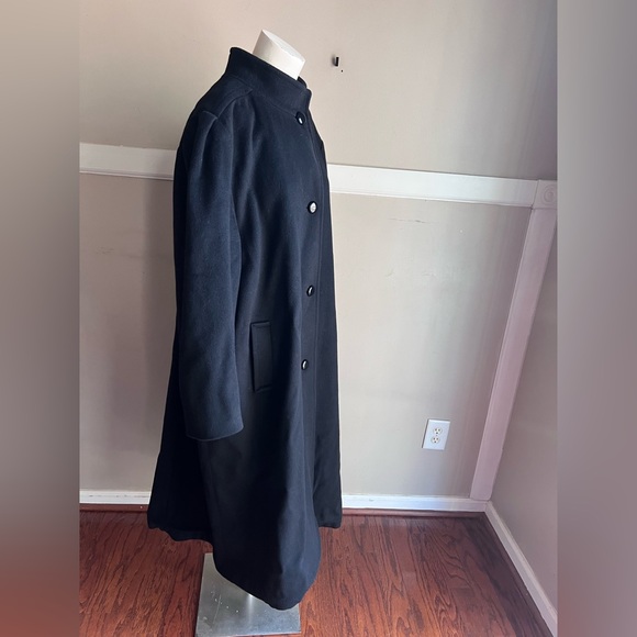 Larry Levine Black Trench Coat 100% Pure Wool - Picture 4 of 8